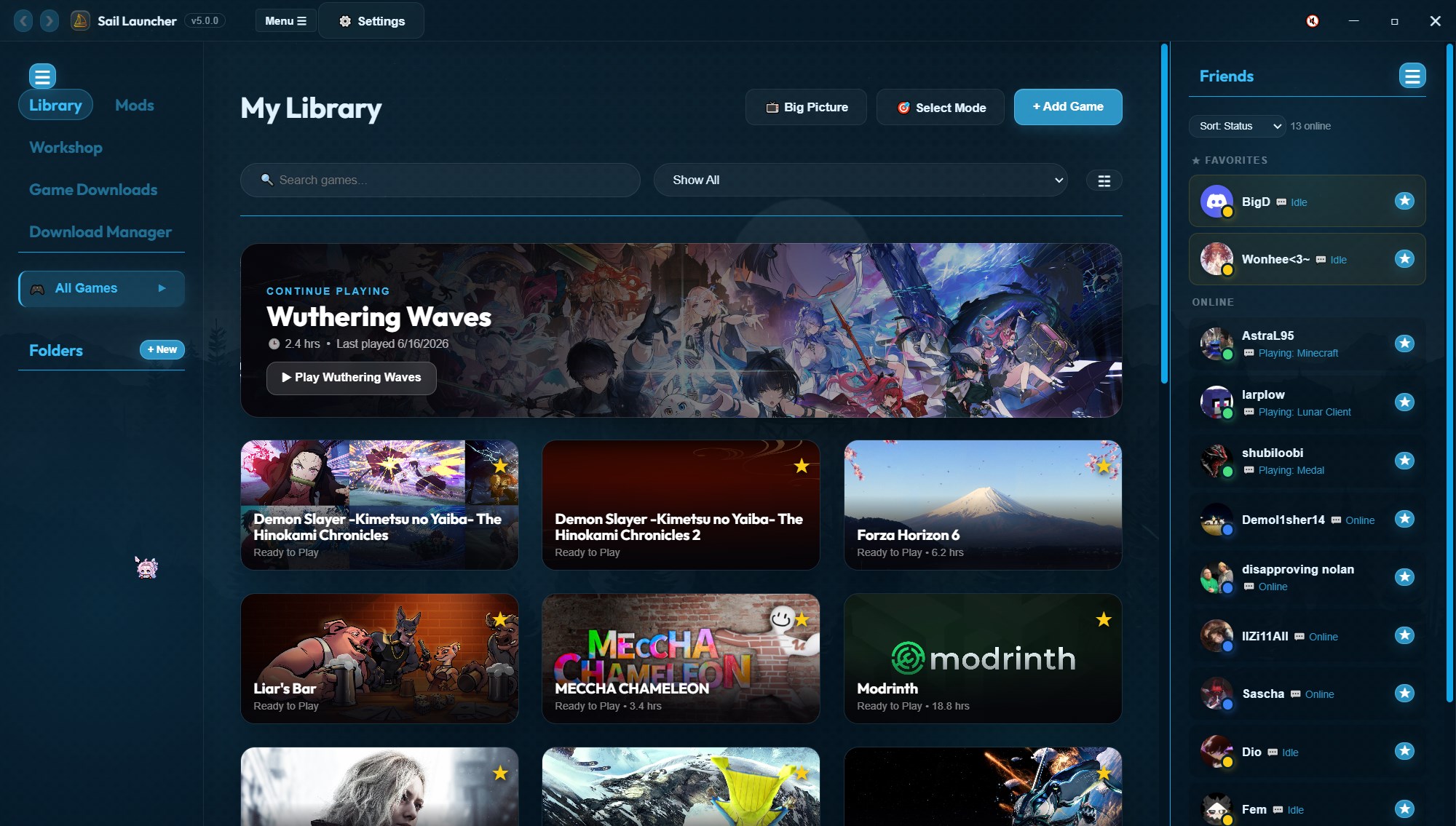 Sail Launcher Interface Overview